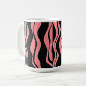 Zwarte en roze zebra strepen koffiemok (Voorkant links)