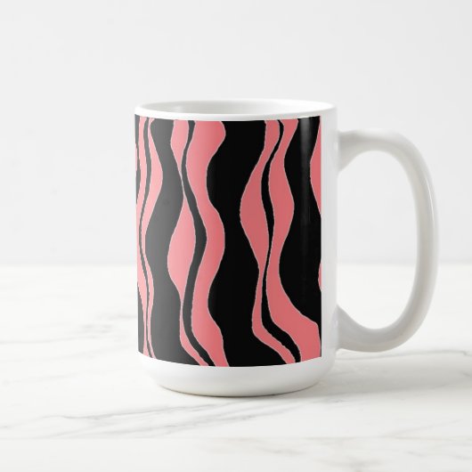Zwarte en roze zebra strepen koffiemok (Rechts)