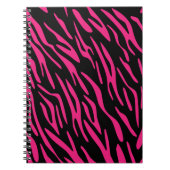 Zwarte en roze Zebra Stripe spiraallaptop Notitieboek (Voorkant)
