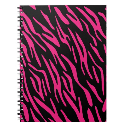 Zwarte en roze Zebra Stripe spiraallaptop Notitieboek (Voorkant)