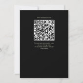 Zwarte en saliegroene trouwuitnodiging QR-code Kaart (Achterkant)