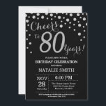 Zwarte en Silver 80th Birthday Diamond Invitation Kaart<br><div class="desc">80e verjaardag Uitnodiging met zwarte en zilver Glitter Diamond achtergrond. Zilveren Confetti. Volwassen verjaardag. Mannelijke Mannen of vrouwen: Birthday. Voor verdere aanpassing,  te klikken gelieve de knoop "van de Aanpassing het"en ons ontwerphulpmiddel te gebruiken om deze sjabloon te wijzigen.</div>