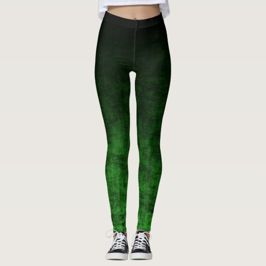 Zwarte en smaragdgroene gradiënttextuur leggings (Voorkant)