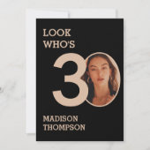 Zwarte en Sparkle Gold Glitters 30e verjaardag Kaart (Voorkant)