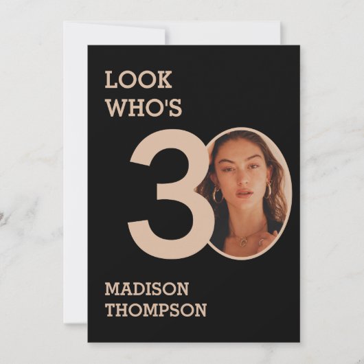 Zwarte en Sparkle Gold Glitters 30e verjaardag Kaart (Voorkant)