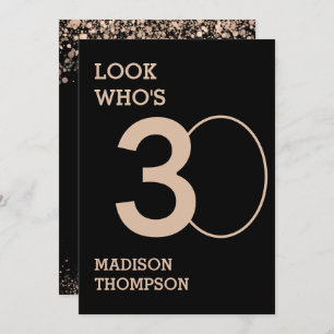 Zwarte en Sparkle Gold Glitters 30e verjaardag Kaart