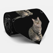 Zwarte en tabby katten stropdas (Opgerold)