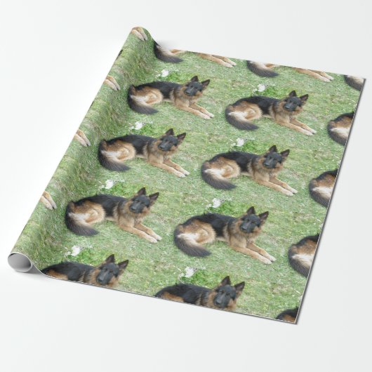 Zwarte en Tan Alsatian Cadeaupapier (Uitgerold)