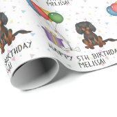 Zwarte-en-tan Cavalier King Charles Spaniel Verjaa Cadeaupapier (Rol Hoek)