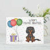 Zwarte-en-tan Cavalier King Charles Spaniel Verjaa Kaart (Staand voorkant)