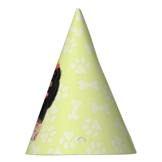 Zwarte en Tan Cavalier Spaniel Birthday  Feesthoedjes (Rechts)