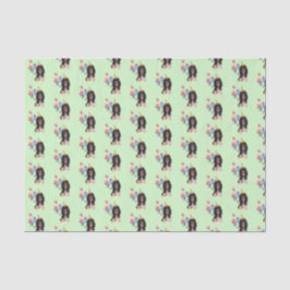 Zwarte en Tan Cavalier Spaniel Birthday Tissuepapier