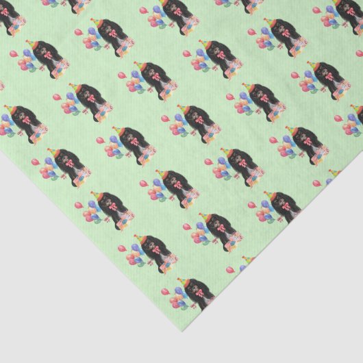 Zwarte en Tan Cavalier Spaniel Birthday Tissuepapier (Detail)