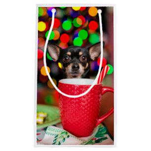 Zwarte en tan Chihuahua Kerstmis Klein Cadeauzakje