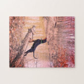 Zwarte en Tan Coonhound bij de rivier Legpuzzel (Horizontaal)