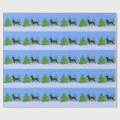 Zwarte en Tan Coonhound die kerstbomen decorteren Cadeaupapier (Vlak)