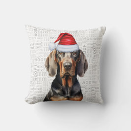 Zwarte en Tan Coonhound Hond Waterverf Kerst Kussen