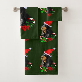 Zwarte en Tan Coonhound kerst Bad Handdoek