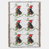 Zwarte en Tan Coonhound kerst Deken (Voorkant Verticaal)