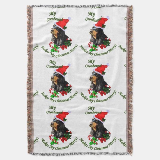 Zwarte en Tan Coonhound kerst Deken (Voorkant Verticaal)