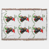 Zwarte en Tan Coonhound kerst Deken (Voorkant)