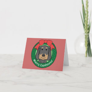 Zwarte en Tan Coonhound kerst Feestdagen Kaart