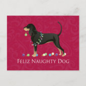 Zwarte en Tan Coonhound kerst Feestdagenkaart (Voorkant)