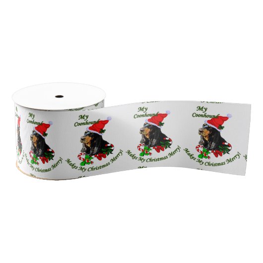 Zwarte en Tan Coonhound kerst Grosgrain Lint (Spoel)