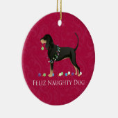 Zwarte en Tan Coonhound kerst Keramisch Ornament (Rechts)