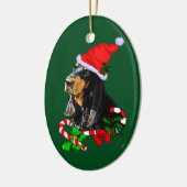 Zwarte en Tan Coonhound kerst Keramisch Ornament (Links)