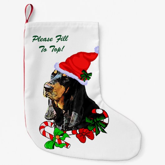 Zwarte en Tan Coonhound kerst Kleine Kerstsok (Voorkant)