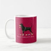 Zwarte en Tan Coonhound kerst Koffiemok (Links)