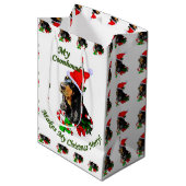 Zwarte en Tan Coonhound kerst Medium Cadeauzakje (Voorkant Gekanteld)