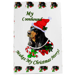 Zwarte en Tan Coonhound kerst Medium Cadeauzakje