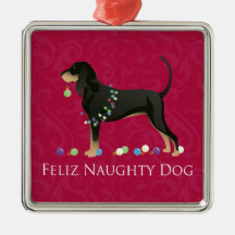 Zwarte en Tan Coonhound kerst