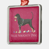 Zwarte en Tan Coonhound kerst Metalen Ornament (Links)