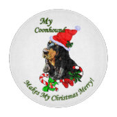 Zwarte en Tan Coonhound kerst Snijplank (Voorkant)