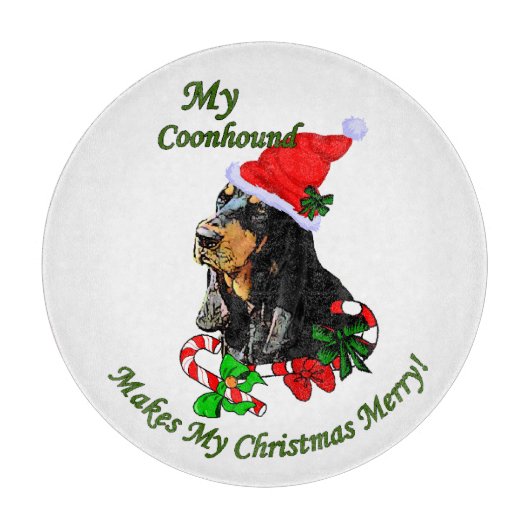 Zwarte en Tan Coonhound kerst Snijplank (Voorkant)