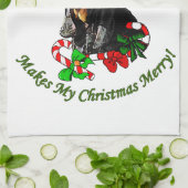 Zwarte en Tan Coonhound kerst Theedoek (Gevouwen)