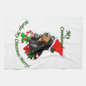 Zwarte en Tan Coonhound kerst Theedoek (Horizontaal)