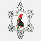 Zwarte en Tan Coonhound kerst Tin Sneeuwvlok Ornament (Rechts)