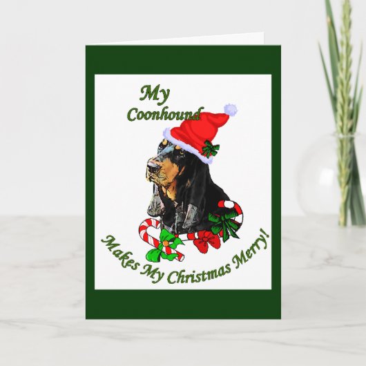 Zwarte en Tan Coonhound-kerstcadeautjes Feestdagen Kaart (Voorkant)