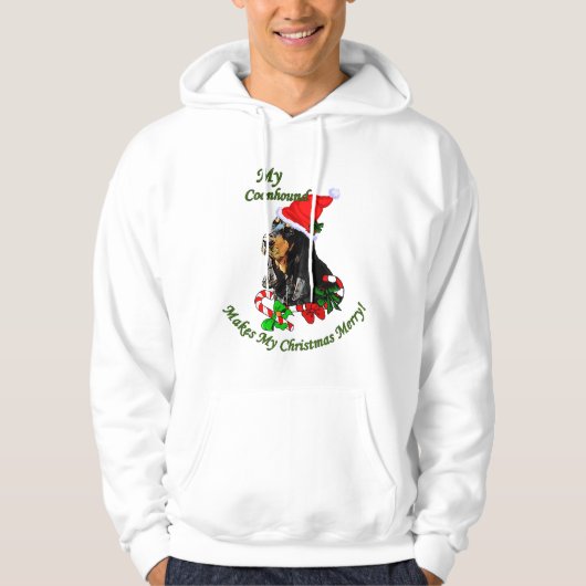 Zwarte en Tan Coonhound-kerstcadeautjes Hoodie (Voorkant)