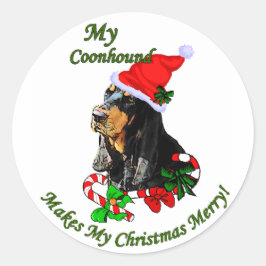 Zwarte en Tan Coonhound-kerstcadeautjes Ronde Sticker