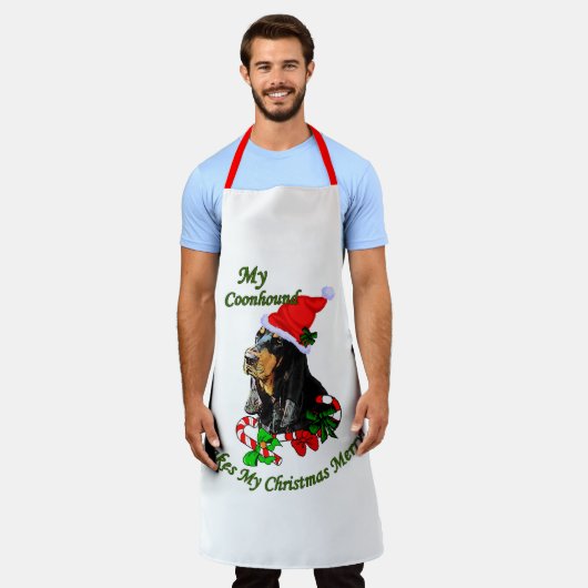 Zwarte en Tan Coonhound-kerstcadeautjes Schort (Gedragen)