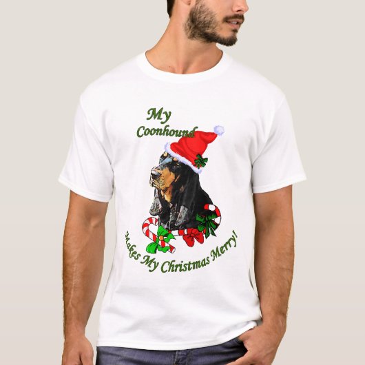 Zwarte en Tan Coonhound-kerstcadeautjes T-shirt (Voorkant)