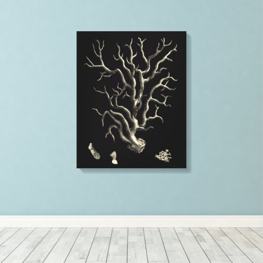 Zwarte en Tan Coral Canvas Afdruk (Insitu (Houten vloer))