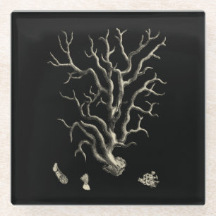 Zwarte en Tan Coral Glazen Onderzetter