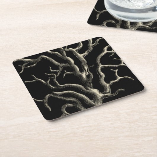 Zwarte en Tan Coral Kartonnen Onderzetters (Schuin)