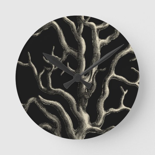 Zwarte en Tan Coral Ronde Klok (Voorkant)